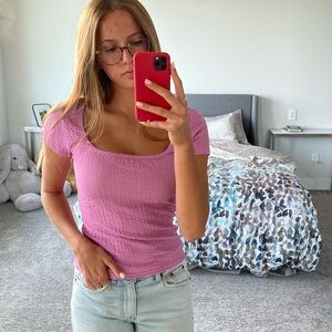 Square neck textured T-shirt Old Navy